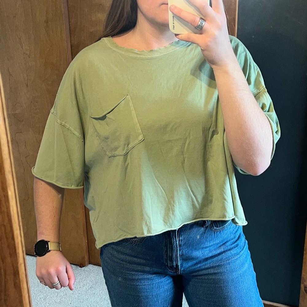 We the Free by Free People Cropped Tee Size Small Green